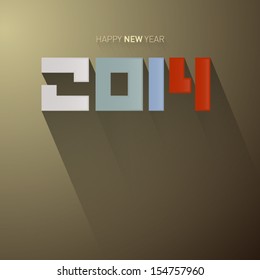 Retro Vector Happy New Year 2014 Tile on Dark Background 
