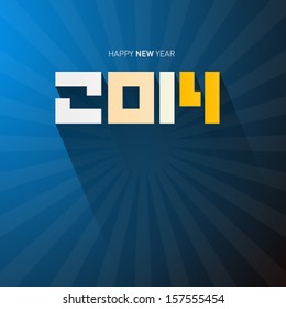 Retro Vector Happy New Year 2014 Tile on Dark Blue Background