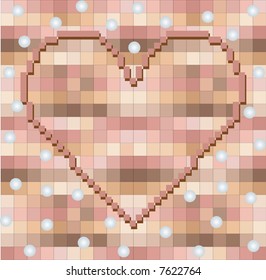 retro vector heart with snowflakes