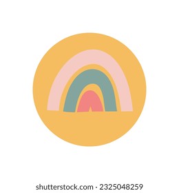 Retro vector highlighter for stories. Cute vector rainbow of pastel colors in vintage retro style hand drawn, doodle image.