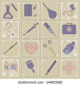 retro vector icons medicine