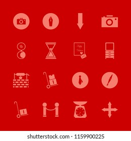 retro vector icons set. with water well, kitchen scale, handcart and velvet in set