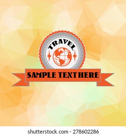 Retro vector illustration with abstract golden triangle background and vintage label with place for your text
