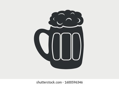 Retro vector illustration of the beer mug with beer