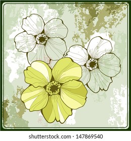 Retro vector illustration with flowers