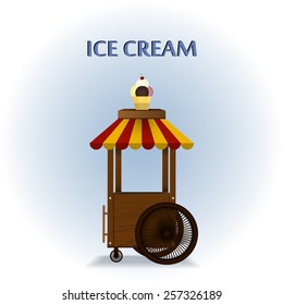 Retro vector Illustration of a ice cream stand