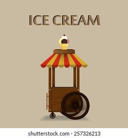 Retro vector Illustration of a ice cream stand