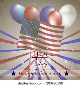 Retro vector illustration of Independence Day/design for print, poster or creative editing