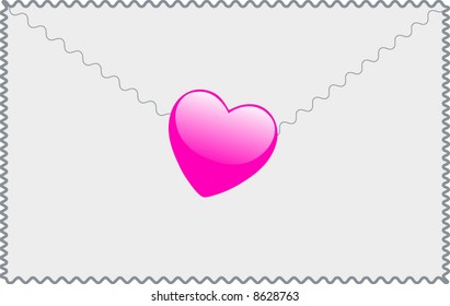 retro vector letter envelope with heart