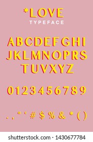 retro vector love typeface set