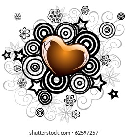 retro vector lovely heart for valentine's day