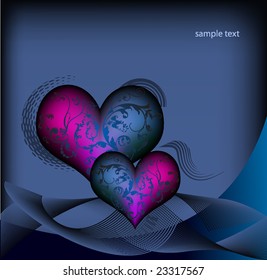 retro vector lovely hearts swirls
