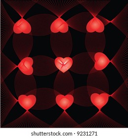 retro vector lovely hearts textures with abstract lines