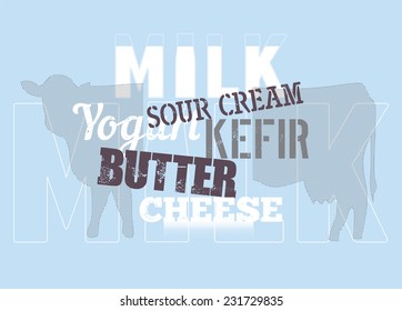 Retro vector milk poster.