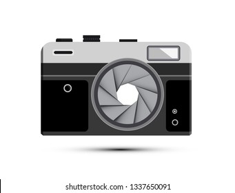 Retro Vector Mirrorless Photography Camera Symbol with Half Closed Aperture