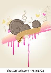 retro vector music background with speakers and blots