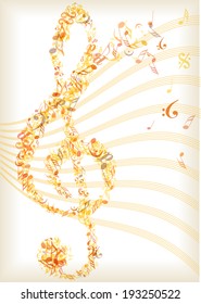 retro vector music clef and notes