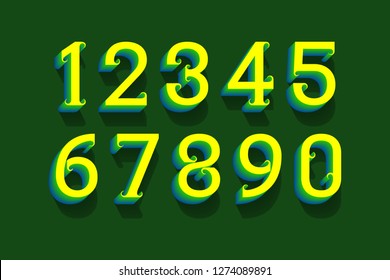 Retro vector numbers in 3d urban style.
