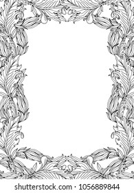 Retro vector ornamental frame, hand draw illustration. Vintage historical.