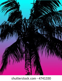 retro vector palm tree