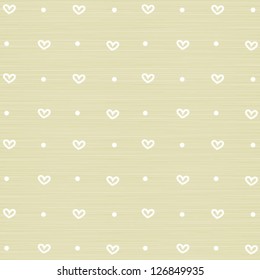 Retro vector pattern with hearts for Valentine's day celebration, wedding invitation background of wrapping paper, pastel yellow green color