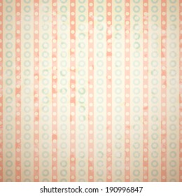 Retro vector pattern (tiling). Fond red, beige and blue colors. Endless texture can be used for printing onto fabric and paper or invitation. Dot, circle , vertical stripe shape.