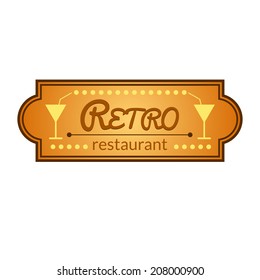 Retro vector restaurant label isolated white background