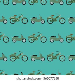 Retro vector scooter seamless pattern illustration.