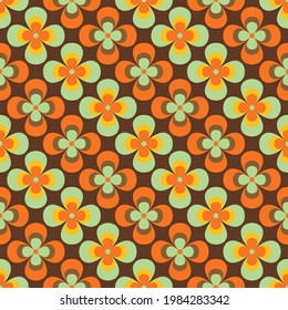 Retro vector seamless background. Daisy flower seamless vector pattern in minmalistic 70s style