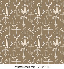 Retro vector seamless pattern with anchors