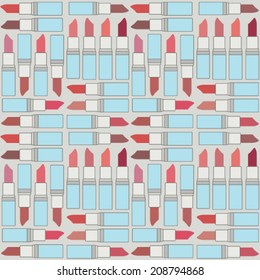 Retro vector seamless pattern background with lipsticks 2