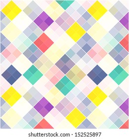 Retro vector seamless pattern. Colorful mosaic banner. Repeating geometric tiles with colored  rhombus.