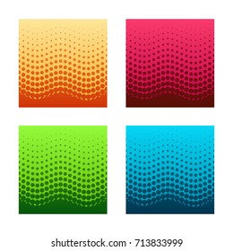 Retro vector set of halftone gradients. Four different colored gradients. Great for invitation, card, product packaging, header, Poster, Label, banner and etc.