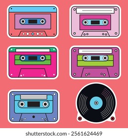 Retro Vector Set: Hand-Drawn Cassettes and Discs Elements