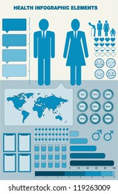 retro vector set of health infographic elements