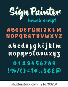 Retro Vector 'sign Painter' Brush Script Lettering Font, Handwritten Calligraphic Alphabet