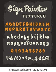 Retro Vector 'sign Painter' Brush Script Lettering Font, Handwritten Calligraphic Alphabet. Textured Version