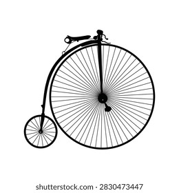 A retro vector silhouette graphic of a classic penny farthing for historical and vintage concepts