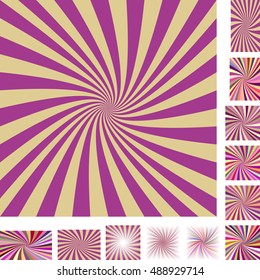 Retro vector spiral design background set. Different color, gradient, screen, paper size versions.