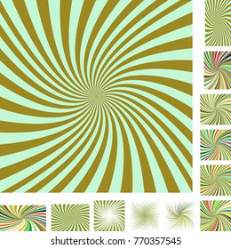 Retro vector spiral design background set. Different color, gradient, screen, paper size versions.