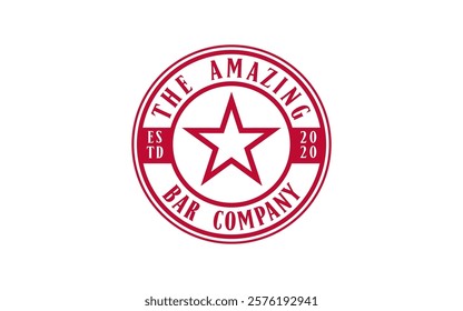 Retro vector stamp, circle logo template. Fast food restaurant, cafe, bar logotype