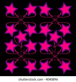 retro vector stars and branches pattern