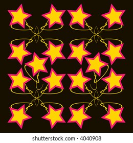 retro vector stars and branches pattern