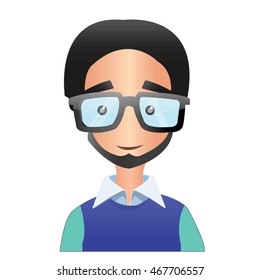 retro vector style isolate with beard