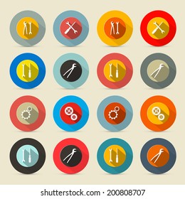 Retro Vector Tools Buttons - Icons Set