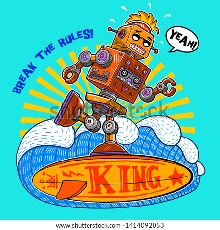 retro vector toy robot illustration wallpaper poster card icon tee shirt graphic textile pajama print design