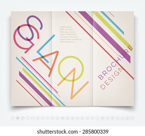 Retro vector tri-fold brochure design template