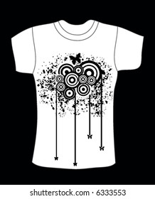 retro vector t-shirt design with abstract splash stains