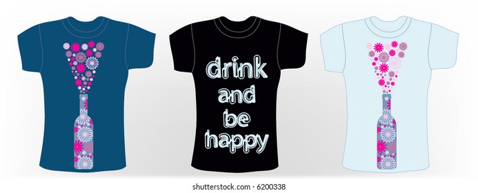 retro vector t-shirt design with flowers on the bottle