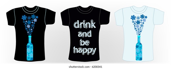 retro vector t-shirt design with flowers on the bottle